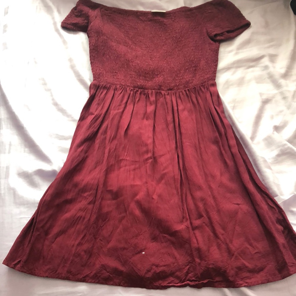 Maroon off the shoulder dress